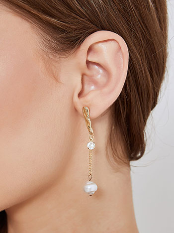 Κοσμήματα/Σκουλαρίκια Κρεμαστά σκουλαρίκια με πέρλα και strass SM1018.A036+1