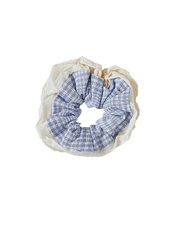 Plais scrunchie with strass in sky blue