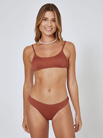 Ribbed bikini set in terracota