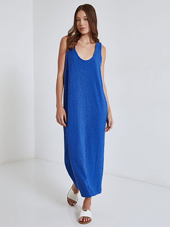 Maxi dress with leopard details in blue
