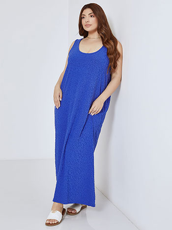 Maxi φόρεμα με λεοπάρ λεπτομέρειες σε μπλε