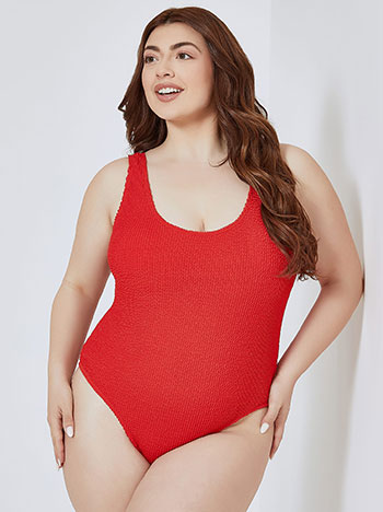 One piece swimsuit in textured fabric in red