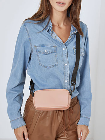 Monochrome small bag with strap in pink