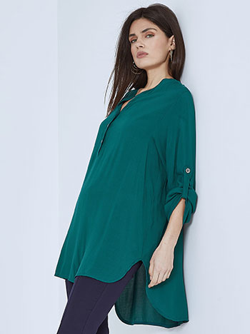 Oversized asymmetric top in teal