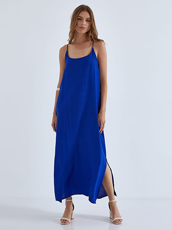 Maxi φόρεμα με χιαστί πλάτη σε μπλε ηλεκτρίκ