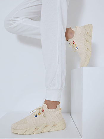 Sneakers with colourful details in beige