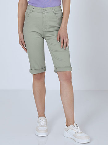 Monochrome shorts with cottom in light khaki