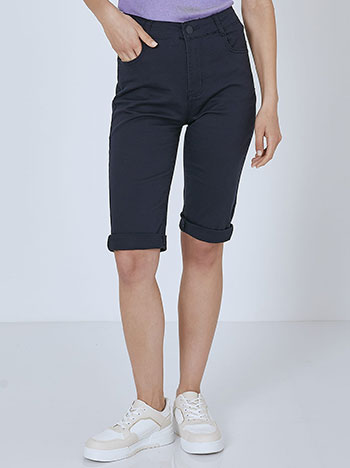 Monochrome shorts with cottom in dark blue