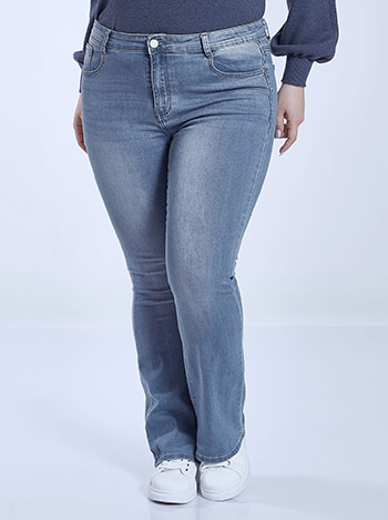 High waist flare with pockets in blue