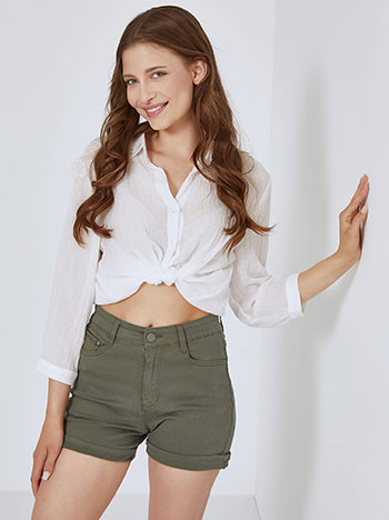 Monochrome shorts with cotton in khaki