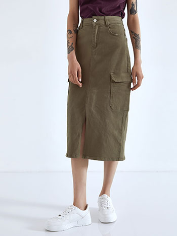 Skirt midi cargo jeans in khaki