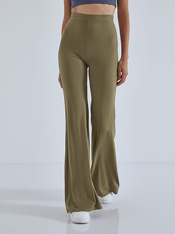 Elastic soft touch flare in khaki