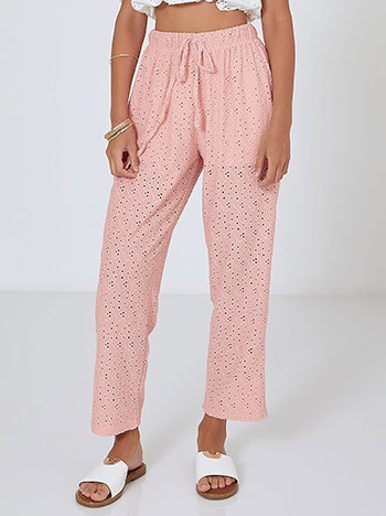 Broderie high waist trousers in pink