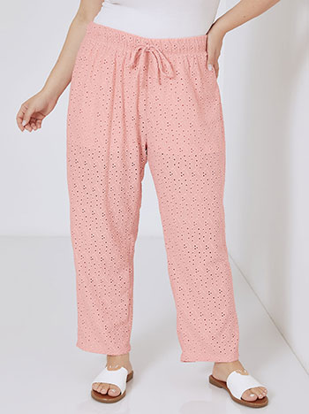 Broderie high waist trousers in pink