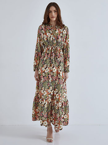 Dress floral maxi with metallic details in black