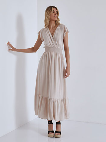 Φορέματα/Maxi Μονόχρωμο φόρεμα με βολάν SM1794.8069+4
