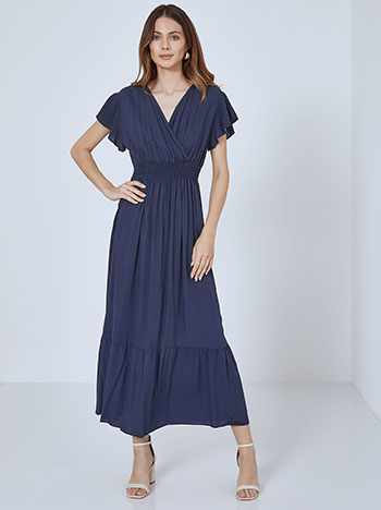Maxi dress with cotton in dark blue
