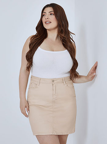 Jeans skirt with back slit in beige