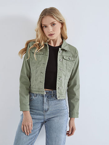 Jeans jacket with cotton in light khaki