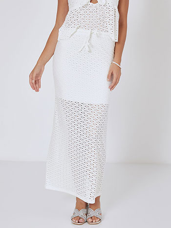 Maxi broderie skirt in white