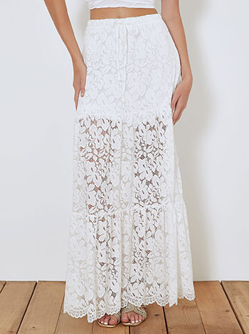 Maxi laced skirt in white