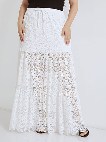 Maxi laced skirt in white