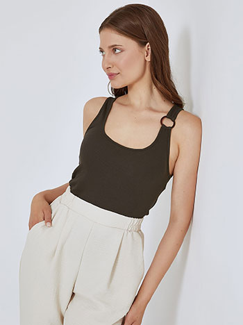 Ribbed top with hoop in brown