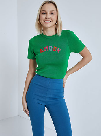 Knitted T-shirt in green