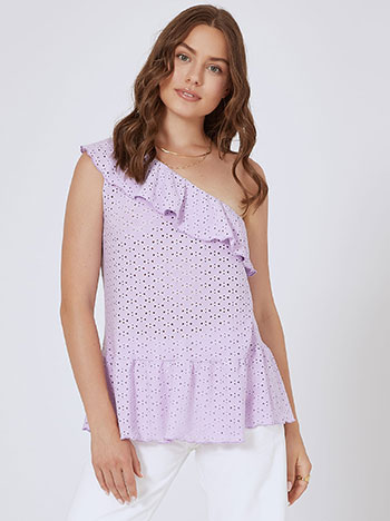 One shoulder top in lilac