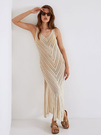 Knitted maxi dress in beige