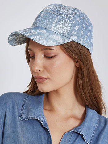 Denim paisley jockey hat in blue