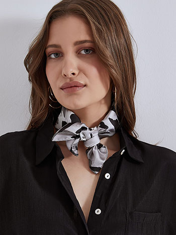 Printed satin neckerchief in grey