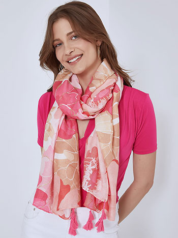 Scarf with metallic details in fuchsia