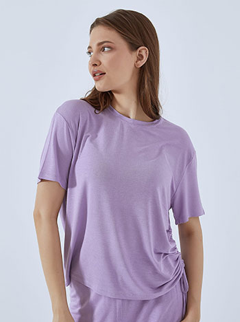 Top with side shirred detail in lilac