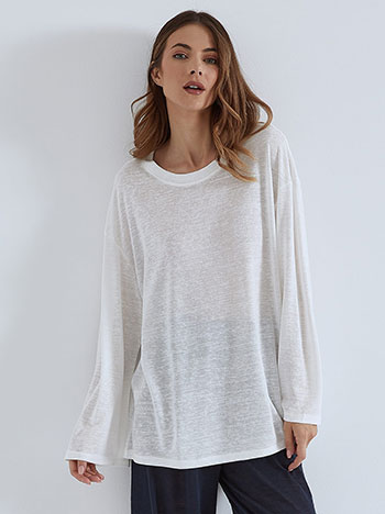 Monochrome fine knit top in off white