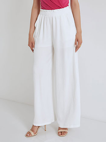 Monochrome wide leg trousers with pockets in white