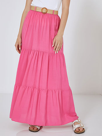 Maxi skirt with detachable belt in fuchsia Celestino