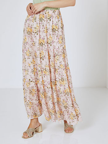 Floral maxi skirt in pink