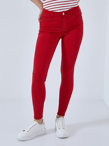 Skinny high waist trousers in red