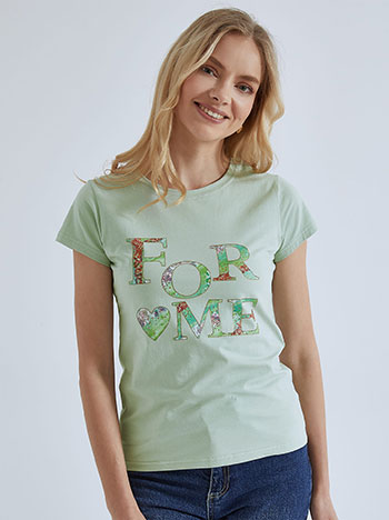 Μπλούζες/T-shirts T-shirt με μεταλλιζέ λεπτομέρειες και strass SM7612.4002+6