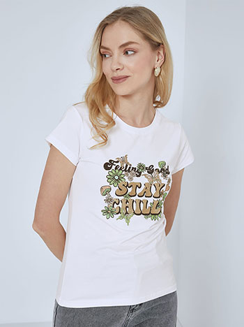 Μπλούζες/T-shirts T-shirt με μεταλλιζέ λογότυπο stay chill SM7612.4012+4