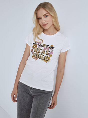 Μπλούζες/T-shirts T-shirt με μεταλλιζέ λογότυπο stay chill SM7612.4012+5