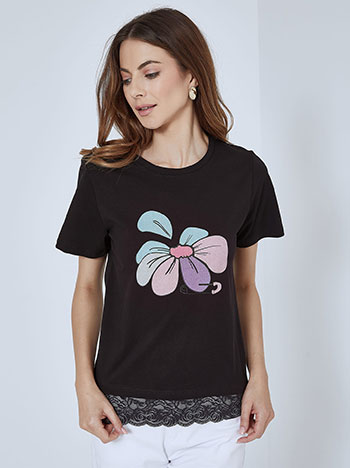 Μπλούζες/T-shirts T-shirt με στάμπα λουλούδι SM7612.4048+4