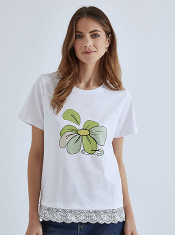 Μπλούζες/T-shirts T-shirt με στάμπα λουλούδι SM7612.4048+7