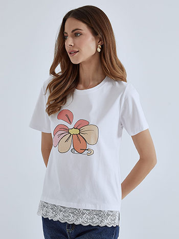 Μπλούζες/T-shirts T-shirt με στάμπα λουλούδι SM7612.4048+8