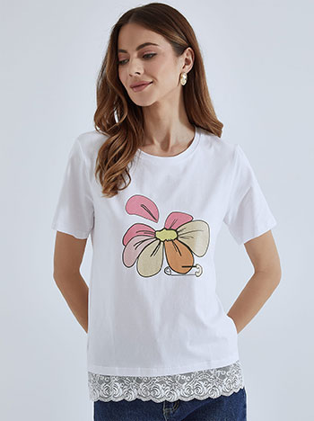 Μπλούζες/T-shirts T-shirt με στάμπα λουλούδι SM7612.4048+6