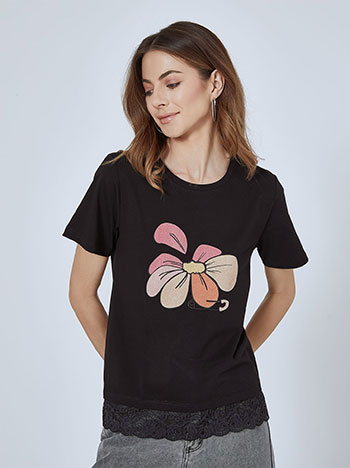 Μπλούζες/T-shirts T-shirt με στάμπα λουλούδι SM7612.4048+5