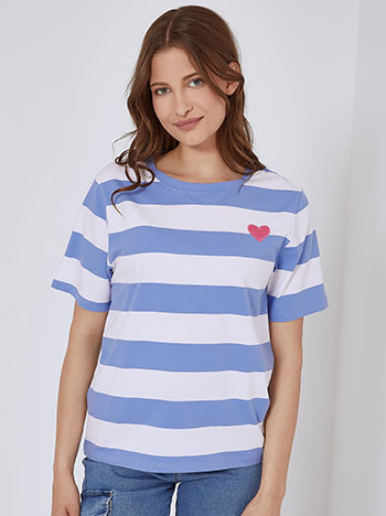 Μπλούζες/T-shirts Ριγέ T-shirt με καρδιά SM7612.4103+8