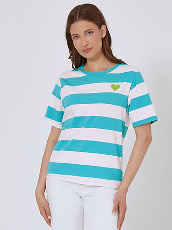 Μπλούζες/T-shirts Ριγέ T-shirt με καρδιά SM7612.4103+5