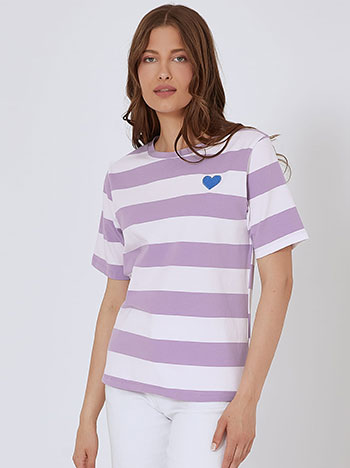 Μπλούζες/T-shirts Ριγέ T-shirt με καρδιά SM7612.4103+9